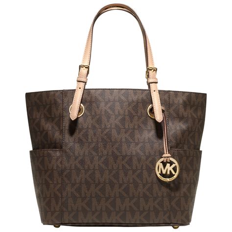 michael kors jet set tote brown leather